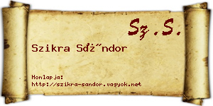 Szikra Sándor névjegykártya